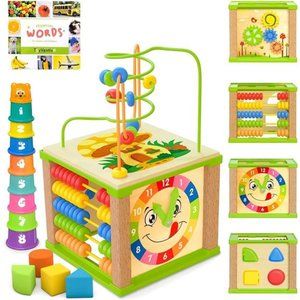 Wooden Kids Baby Activity Cube-One 1,2Year Old Boy Gifts Toys|Developmental Toys